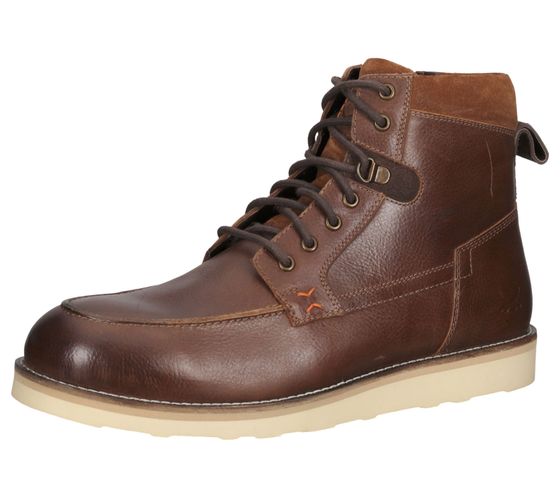 SANSIBAR men's genuine leather ankle boots fashionable mid-top shoes 1082882 brown