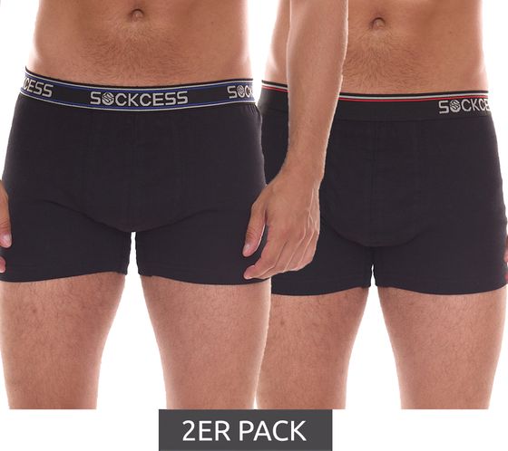 2er Pack SOCKCESS Herren Retro-Shorts Boxershorts Baumwoll-Unterwäsche Schwarz