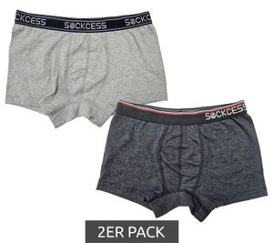 Pack of 2 SOCKCESS men s retro shorts boxer shorts cotton underwear light grey/dark grey