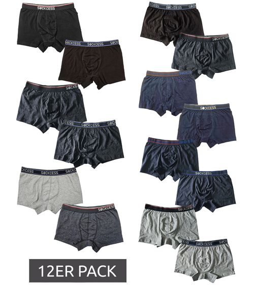 Pack of 12 SOCKCESS men's retro shorts boxer shorts cotton underwear black, grey, blue