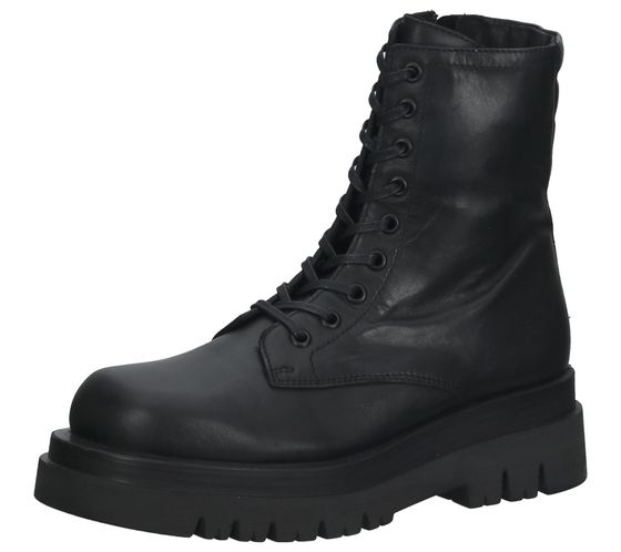 ILC women's biker boots with a thick sole, genuine leather boots, lace-up boots C44-3542-01 black