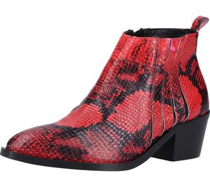 ILC women s boots, elegant genuine leather ankle boots, heel shoes with all-over pattern 514513 red/black