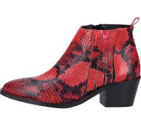 ILC bottes pour femmes, bottines élégantes en cuir véritable, chaussures à talons avec motif all-over 514513 rouge/noir