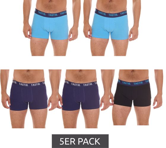 5er Pack TASTIQ Herren Boxershorts in Geschenkbox Baumwoll-Unterhose TAS/1/BCX5/UNI3 Blau