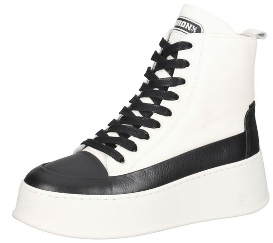 BRONX baskets en cuir véritable pour femme, baskets à plateforme, baskets à lacets 47368-AG 2295 blanc/noir