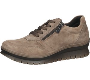 IGI&CO women's genuine leather sneakers with zip, everyday shoes with removable footbed made in Italy 01-1089585 Beige