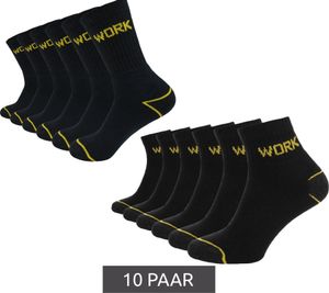10 pairs of GRIPWOOL work socks, cotton socks, work socks, sneaker socks or long socks, black