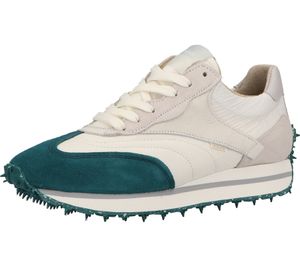 BRONX Damen Echtleder-Sneaker rutschfester Sohle Schnür-Schuhe im Retro-Look 66373-CP 127 Weiß/Bunt