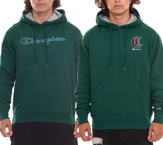 Champion men's hooded sweater cotton sweater sustainable hoodie with power blend HBGF89H green/black or green/green