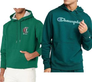 Champion Herren Kapuzen-Pullover Baumwoll-Sweater nachhaltiger Hoodie mit Powerblend HBGF89H Grün/Schwarz oder Grün/Grün