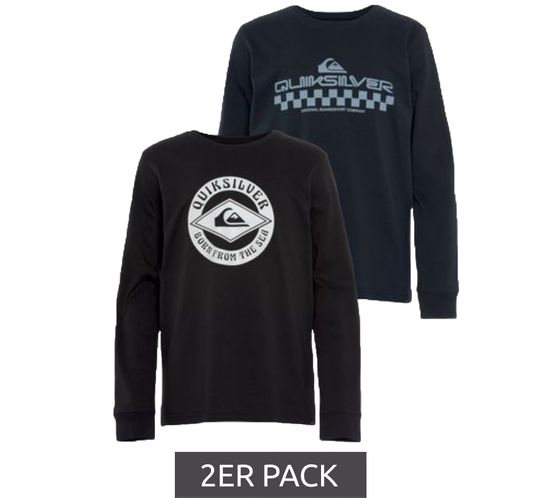 Lot de 2 chemises à manches longues pour enfants Quiksilver, pull élégant en coton avec imprimé sur le devant 73209642 noir/marine