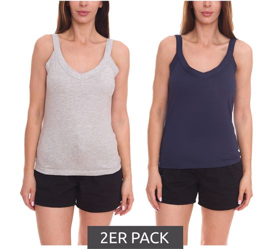 Pack of 2 AjC summer tops, airy women's leisure shirts in two colors, blue/gray