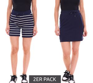 2er Pack FLASHLIGHTS Damen Sommer-Shorts kurze Hosen mit seitlichen 82087833 Navy/Weiß
