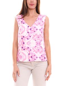 Only ONLALMA Top de verano para mujer con aspecto de batik, camisa informal sin mangas con escote pronunciado 92042750 rosa/morado/blanco Only ONLALMA Top de verano para mujer con aspecto de batik, camisa informal sin mangas con escote pronunciado 92042750 rosa/morado/blanco