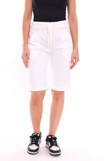 PLEASE Damen Sommer-Shorts kurze Hose mit seitlichen Eingrifftaschen 42032565 Weiß