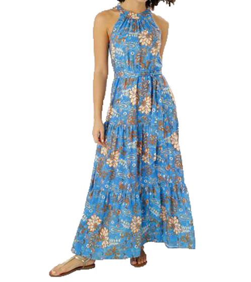Aniston CASUAL Damen Maxi-Kleid farbenfrohes Sommer-Kleid 82486539 Blau/Bunt