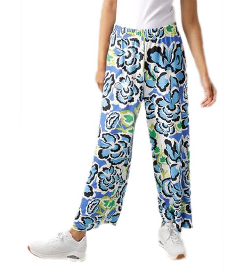 Aniston CASUAL women's summer trousers with all-over floral print, flared trousers 68665431 blue/white