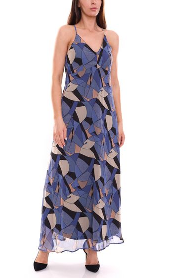 Aniston SELECTED Damen Sommer-Kleid Maxi-Kleid mit Allover-Print 40536029 Blau/Bunt