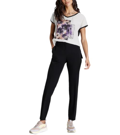 LAURA SCOTT Damen Sommer-Shirt modisches T-Shirt mit Frontprint 11697336 Violett/Weiß