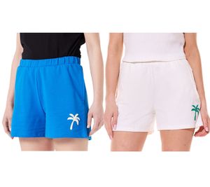 LTB Gonene Damen Shorts kurze Sommer-Hose mit Palmenstick Sweat-Hose Blau oder Weiß LTB Gonene Damen Shorts kurze Sommer-Hose mit Palmenstick Sweat-Hose Blau oder Weiß