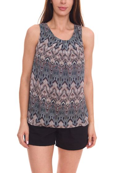 Laura Scott women's summer top, sleeveless shirt with all-over print 34312265 green/brown