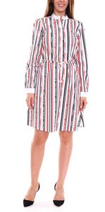 DELMAO vestito da donna in cotone mini abito a righe a maniche lunghe vestito camicetta 10440711 bianco/blu/rosso DELMAO vestito da donna in cotone mini abito a righe a maniche lunghe vestito camicetta 10440711 bianco/blu/rosso