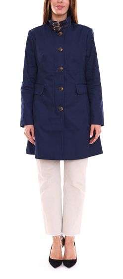 Aniston CASUAL Damen Kurzmantel modische Herbst-Jacke mit Stehkragen 63397152 Blau