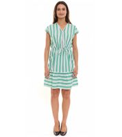 AJC Damen gestreiftes Mini-Kleid leichtes Baumwoll-Kleid Sommer-Kleid 60078437 Weiß/Grün