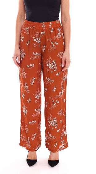 Laura Scott women's palazzo pants, comfortable fabric pants with floral pattern 64705405 dark red