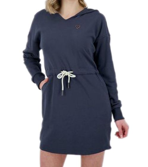 ALIFE AND KICKIN Scarla Damen Mini-Kleid Pullover-Kleid Langarm-Kleid mit Kapuze Sweat-Kleid 31090503 Blau