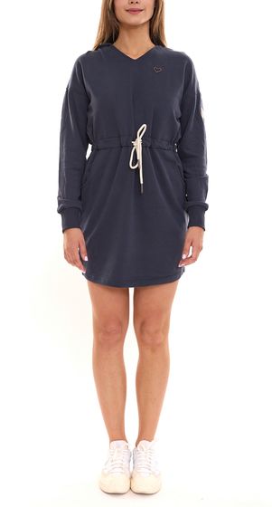 ALIFE AND KICKIN Scarla Damen Mini-Kleid Pullover-Kleid Langarm-Kleid mit Kapuze Sweat-Kleid 31090503 Blau