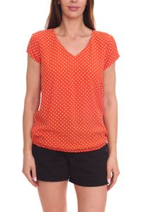 Tom Tailor Damen modisches Blusen-Shirt gepunktete Sommer-Bluse Kurzarm 62992501 Orange