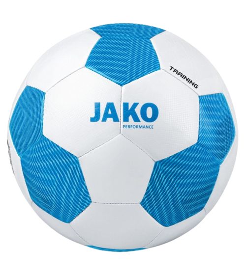 JAKO Striker 2.0 Fußball Jugend-Trainingsball Größe 5 handgenähter Fußball Weiß/Blau