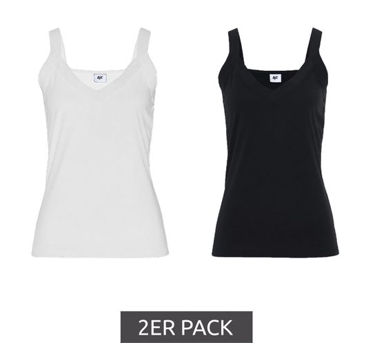 2er Pack AjC Sommer-Tops luftige Damen Freizeit-Shirts in zwei Farben Schwarz/Weiß