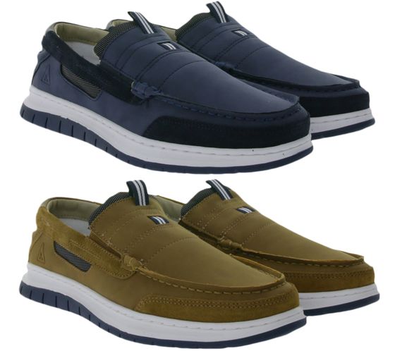 Gaastra Herren Slipper zeitlose Low-Top Schuhe mit Echtleder-Anteil in Braun oder Blau