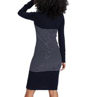 AjC women's sweater dress striped midi dress knitted dress in grey, black or blue AjC women's sweater dress striped midi dress knitted dress in grey, black or blue