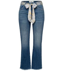 FREEMAN T.PORTER High Waist Damen Cropped-Jeans Bootcut 7/8-Hose mit Stofftuch-Gürtel 92959744 Blau