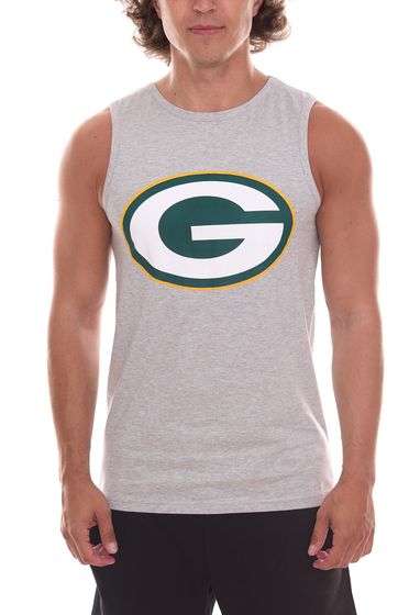 Fanatics NFL Green Bay Packers Logo Men's Tank Top Sleeveless Sports Shirt with Round Neck 1566MGRY1ADGBP Gray