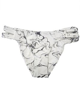 Hurley Quick Dry Max Bas de bikini pour femme avec imprimé marbré avec découpes latérales AA4624 100 Blanc