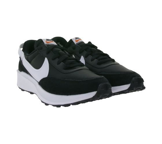 NIKE Waffle Debut women's low-top shoes trendy sneakers with real leather content DH9522 001 Black/White