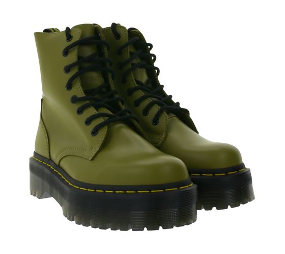 Dr. Martens Jadon women's high-top genuine leather boots, robust lace-up boots with 8-hole lacing 27311361 olive green