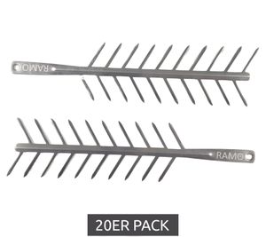 Pack of 20 BBQ Ramo grill combs made of stainless steel, suitable for all types of grills, economy pack of grill skewers, dishwasher safe, recommended by professional chef Christian Brieske, 29x7x0.15cm, silver