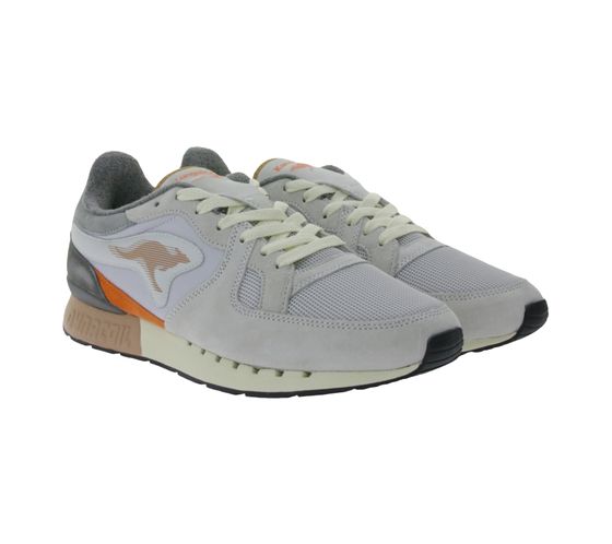 KangaROOS COIL R1 men's casual sneakers with genuine leather details, a small removable bag and Ortholite sole shoes 47290 000 2027 Grey/Orange/White