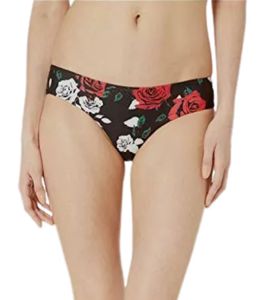 Hurley Quick Dry women's bikini bottoms bikini pants with all-over rose pattern BQ4792 010 Black/Red/White