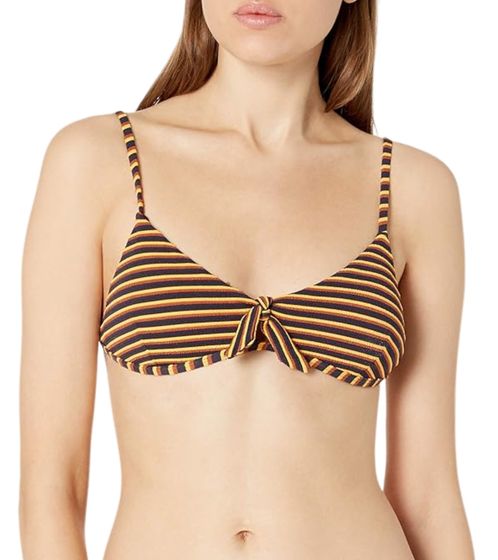 RVCA Bondi Stripe women's bikini top in striped look swimwear S3STRJ 0023 black/orange/red