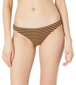 RVCA Bondi Stripe Damen Bikini-Slip im Streifen-Look Bademode S3SBRK 0023 Schwarz/Orange/Rot
