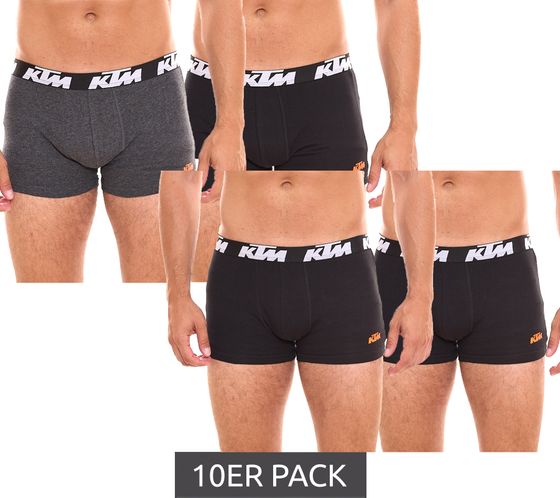 10er Pack KTM Herren Boxershorts bequeme Baumwoll-Unterwäsche mit Logoprint KTM1BCX2ASS1 Schwarz oder Schwarz/Grau