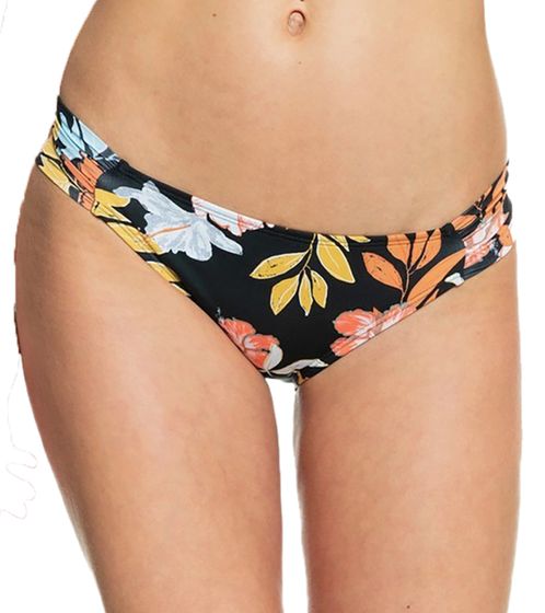 ROXY Beach Classics Damen Bikini-Unterteil mit leichten Raffungen Bademode im Blumen Allover-Print Bikini-Hose ERJX404315-XKYB Schwarz
