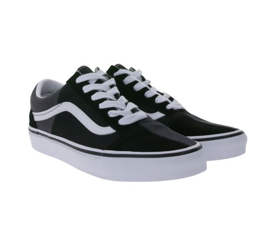 VANS Old Skool Split women's genuine leather sneakers fashionable low-top shoes VN0009QHKOU1 black/grey