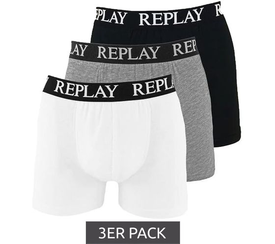 Pack of 3 REPLAY men's retro boxer shorts cotton underwear I101102-002 N174 black/grey/white